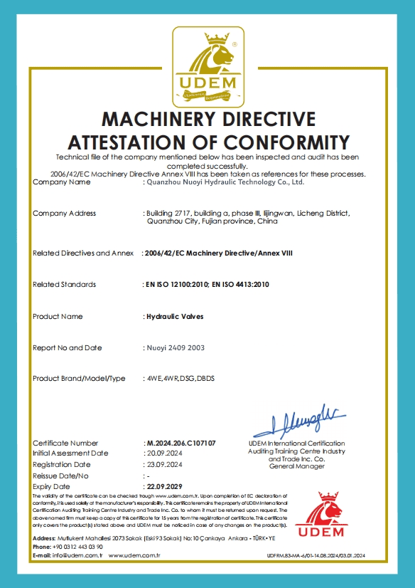 VALVES certificate